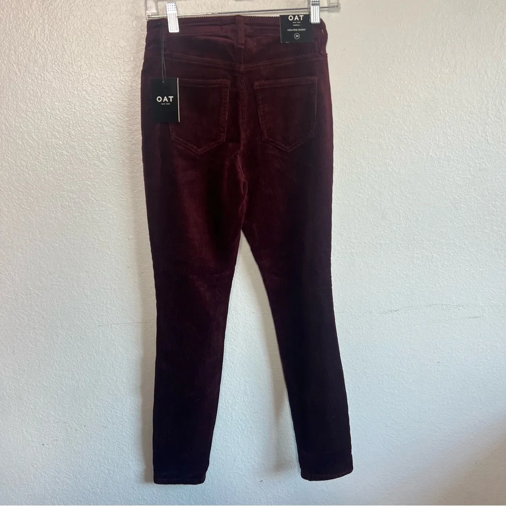 OAT New York Womens Corduroy Stretch Pants Wine Red Size 24 NWT - Picture 4 of 10